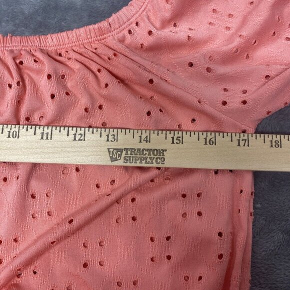 Y2K No Boundaries Off Shoulder Crop Top Women’s Blouse Sz 3-4 Coral Vtg Beach - Picture 5 of 10